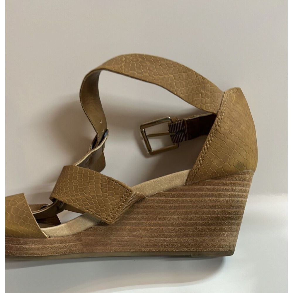 Dr.‎ Scholls Ladies Sandals Size 8 Barton Wedge Tan/Brown Leather